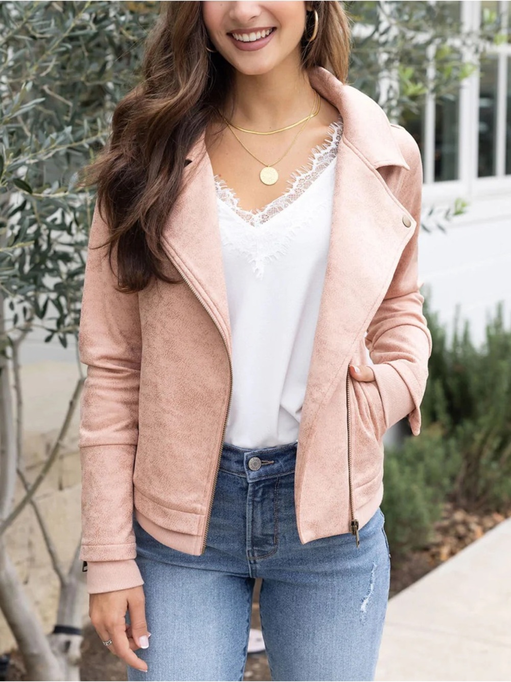 Grace & Lace Blush Pink Moto Jacket
